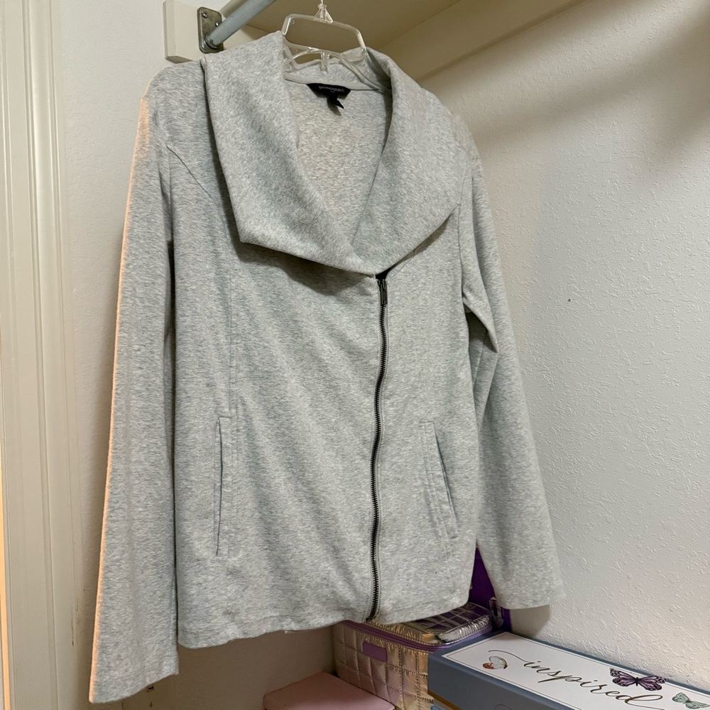 Banana Republic Lightweight Moto Jacket Light Gray Size Large